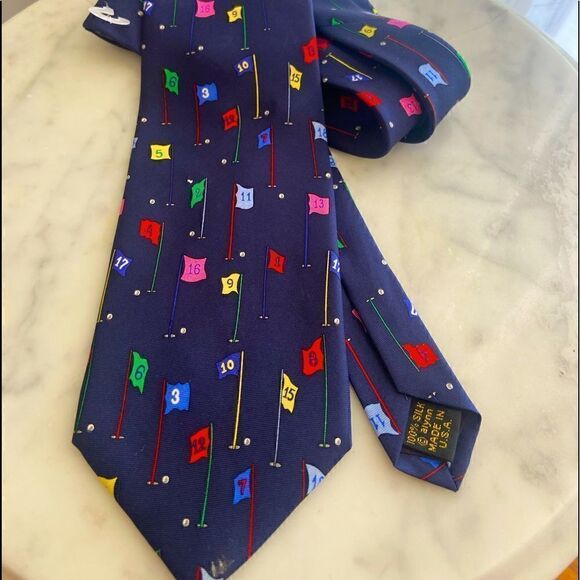 “Golf Tee Time” Alynn Neckwear silk tie - Picture 1 of 7